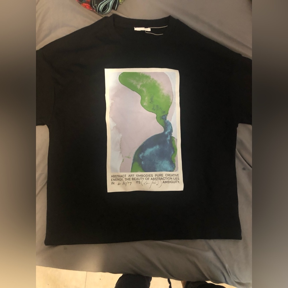Zara Black Tee with Abstract Art Print